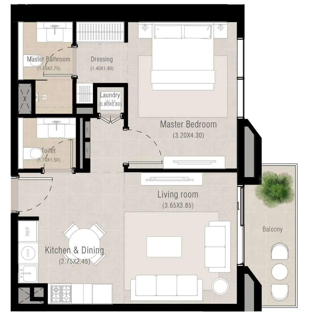 1 Bedrooms